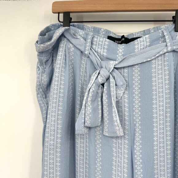 Torrid Women's Light Blue & White Striped Lightweight Flowy Dress Pants woman’s - Picture 2 of 10